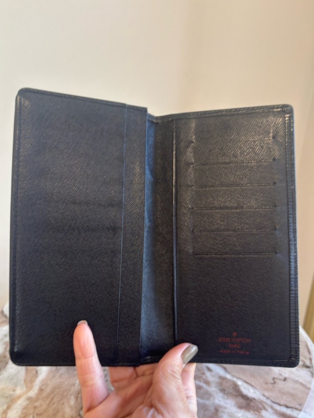 Louis Vuitton Black Epi Long Wallet Checkbook Red Stamp LV Leather Wallet - Picture 6 of 10